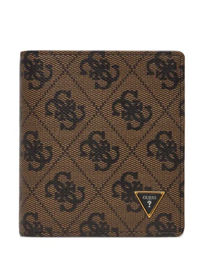 Guess Usa Milano 4g-logo Printed Wallet In Brown