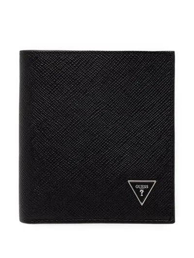 Guess Usa Milano Logo-plaque Bifold Wallet In Black