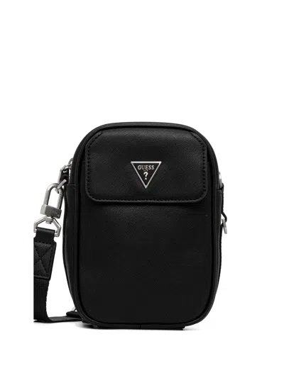 Guess Usa Milano Logo-plaque Cross Body Bag In Black