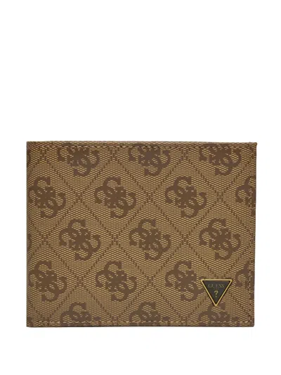 Guess Usa Milano Monogram-pattern Wallet In Neutral
