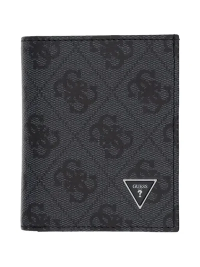 Guess Usa Milano Monogram-print Logo-plaque Wallet In Black