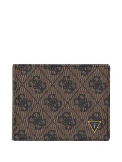 Guess Usa Milano Monogram-print Logo-plaque Wallet In Purple