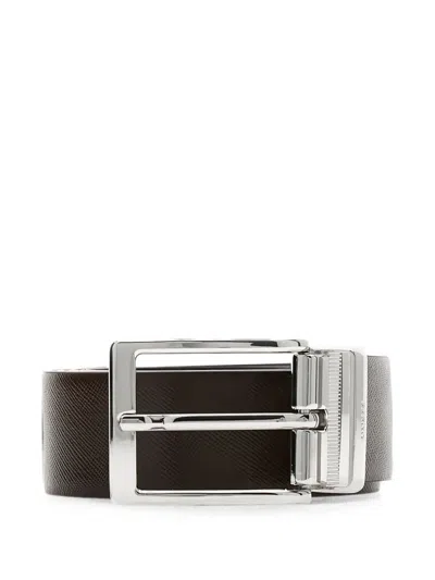 Guess Usa Milano Saffiano Leather Belt In Brown