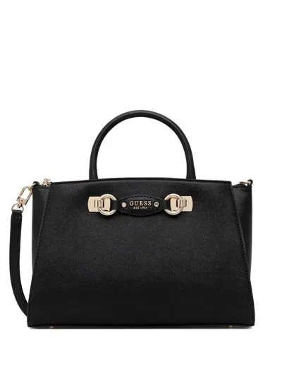 Guess Usa Mimina Logo-plaque Tote Bag In Black
