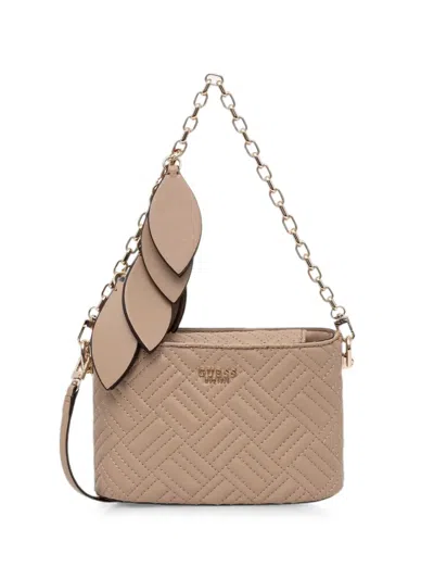 Guess Usa Mini Enisa Quilted Shoulder Bag In Neutral