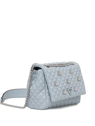 Guess Usa Mini Everlee Quilted Floral-appliqué Shoulder Bag In Gray