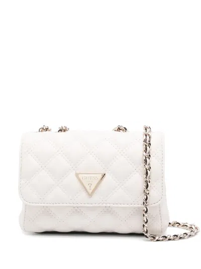 Guess Usa Mini Giully Shoulder Bag In White