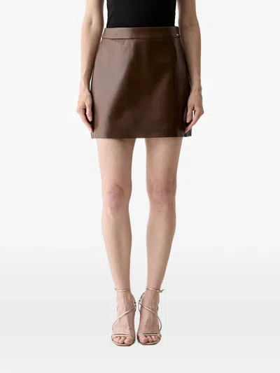 Guess Usa Mini Logo-plaque Skirt In Brown