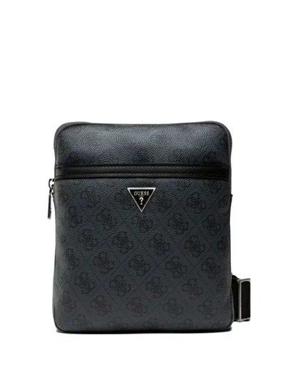 Guess Usa Mini Milano Logo-pattern Messenger Bag In Black