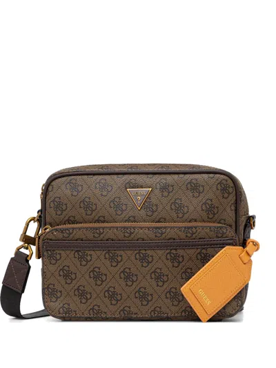 Guess Usa Mini Milano Monogram-pattern Logo-plaque Belt Bag In Brown
