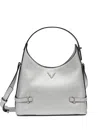 Guess Usa Mini Rosalba Logo-plaque Tote Bag In Silver