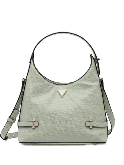 Guess Usa Mini Rosalba Triangle-logo Tote Bag In Green