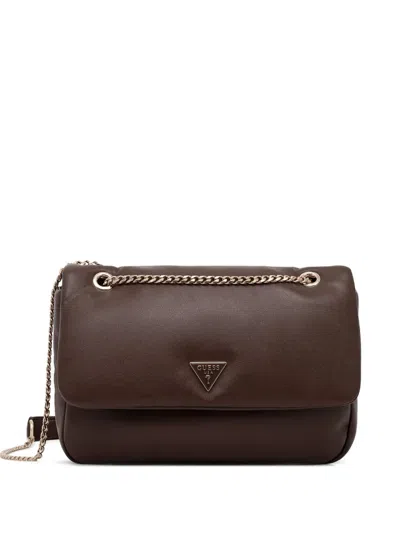 Guess Usa Mini Sunetra Logo-plaque Tote Bag In Brown