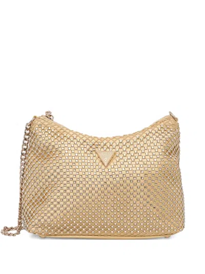 Guess Usa Mini Zalina Logo-plaque Tote Bag In Gold