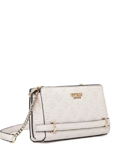 Guess Usa Mini Zarela 4g Logo-plaque Crossbody Bag In Neutral