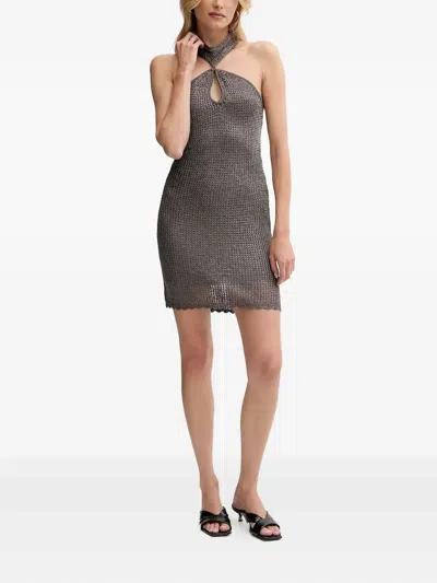 Guess Usa Minka Halterneck Keyhole Dress In Neutral
