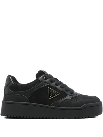 Guess Usa Miram9 Logo-plaque Sneakers In Black