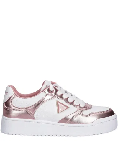 Guess Usa Miriam Logo-embossed Sneakers In White