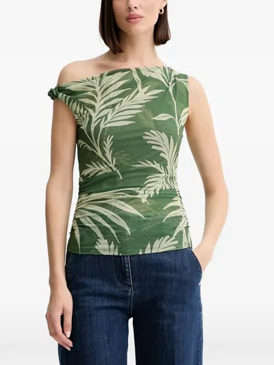 Guess Usa Mirin One-shoulder Floral-print Top In Green
