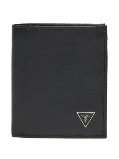 Guess Usa Mito Logo-plaque Wallet In Black