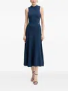 Guess Usa Mock-neck Flared Midi Dress In Black
