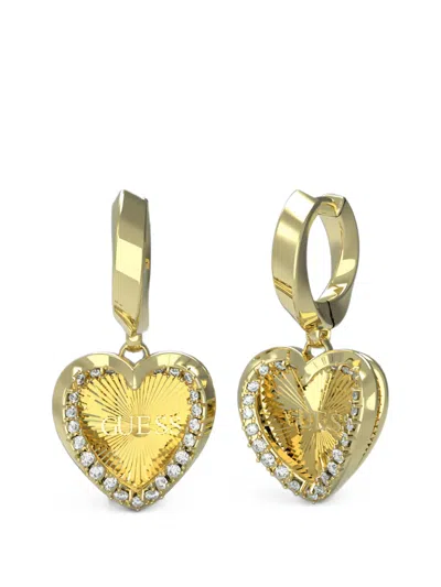 Guess Usa Mon Amour Heart Earrings In Gold