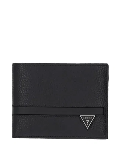 Guess Usa Monaco Logo-plaque Pebbled Wallet In Pink