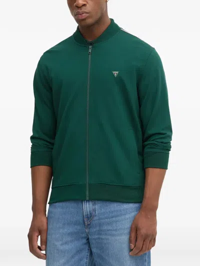 Guess Usa Monaco Ponte Zip-up Sweater In Green