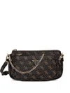 Guess Usa Monogram Chain Cross-body Bag In Brown