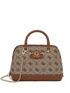 Guess Usa Monogram Chain Satchel In Brown