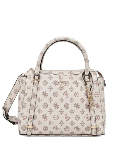 Guess Usa Monogram Charm-detail Tote Bag In Neutral