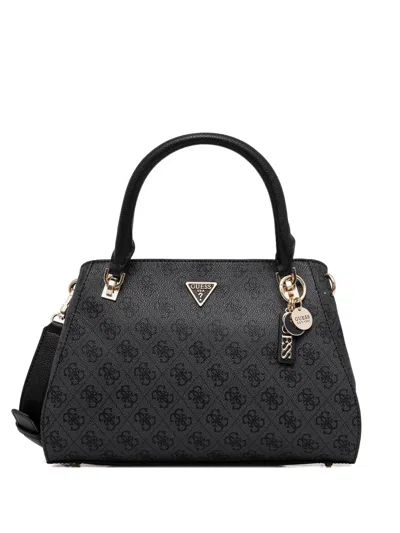 Guess Usa Monogram Charm Satchel In Black
