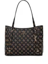 Guess Usa Monogram Charm Tote Bag In Black