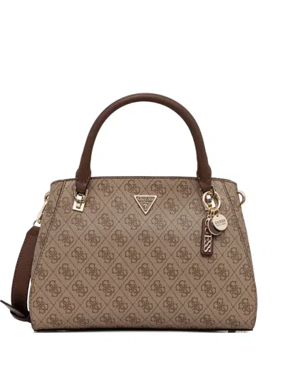 Guess Usa Monogram Charm Tote Bag In Brown