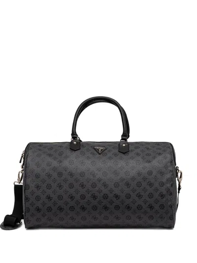 Guess Usa Monogram-embossed Duffle Bag In Black