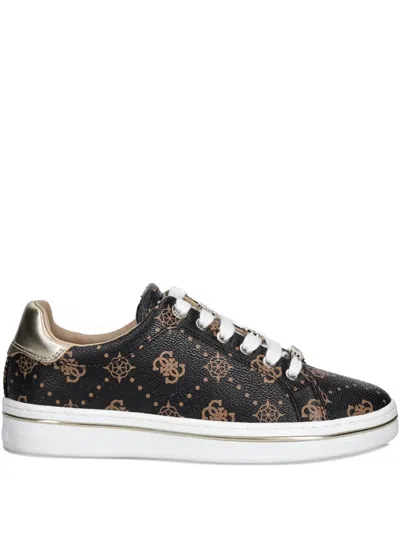 Guess Usa Monogram Lace-up Sdneakers In Black