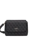Guess Usa Monogram Logo-plaque Cross-body Bag In Black