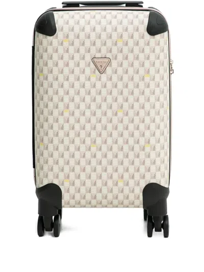 Guess Usa Monogram Luggage In Neutral