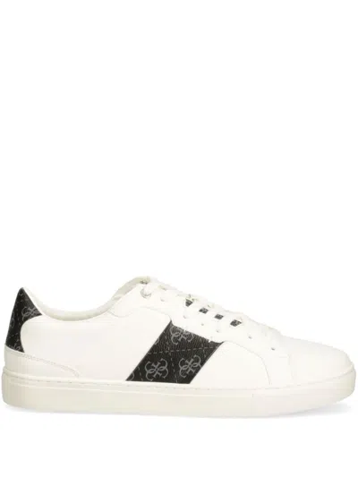 Guess Usa Monogram-panel Sneakers In White