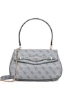 Guess Usa Monogram-pattern Chain Satchel Bag In Gray