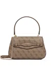 Guess Usa Monogram-pattern Chain Satchel In Brown