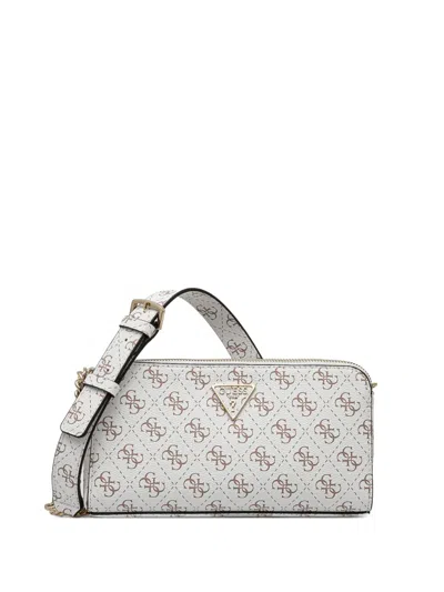 Guess Usa Monogram-pattern Crossbody Bag In White