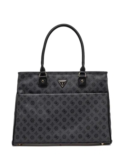 Guess Usa Monogram-pattern Luggage In Black