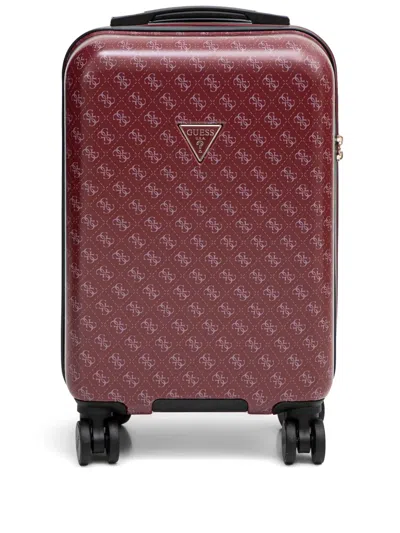 Guess Usa Monogram-pattern Luggage In Red