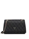 Guess Usa Monogram-pattern Satchel Bag In Black