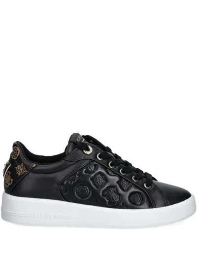 Guess Usa Monogram-pattern Sneakers In Black