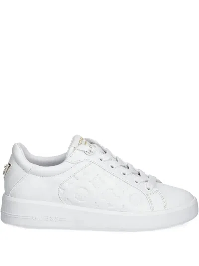 Guess Usa Monogram-pattern Sneakers In White