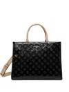 Guess Usa Monogram-pattern Tote Bag In Black