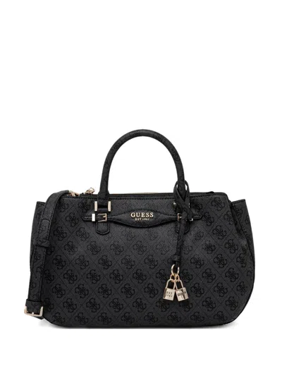 Guess Usa Monogram-pattern Tote Bag In Black