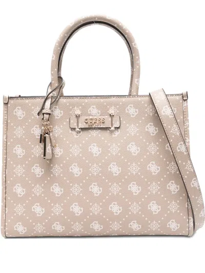 Guess Usa Monogram-pattern Tote Bag In Neutral